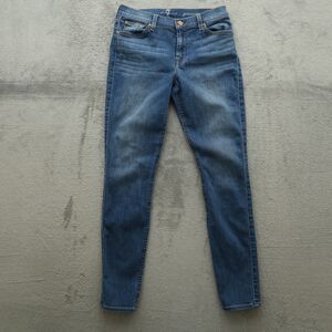 7 For All Mankind Jeans Women's Size 28 Blue Mid-Rise Skinny Denim 29.5" Inseam